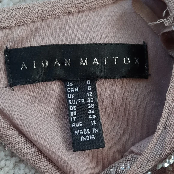 NWOT! AIDEN MATTOX BLUSH BEADED DESIGNER DRESS  GOWN SIZE 8 - Picture 4 of 15
